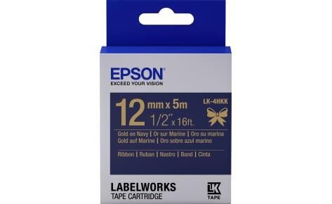Картридж зі стрічкою Epson LK4HKK для принтерів LW-300/400/400VP/700 Ribbon Gold/Navy 12mm/5m C53S654002 фото