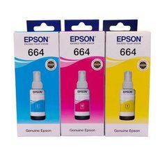 Комплект кольорових чорнил Epson T664 (C,M,Y) 3x70мл Оригінал! T664KIT2 фото