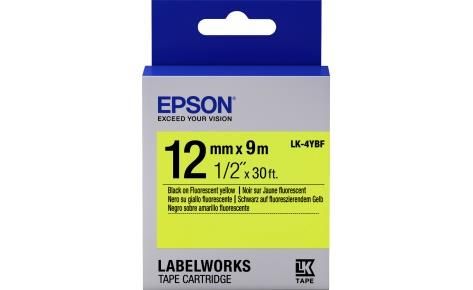 Картридж зі стрічкою Epson LK4YBF для принтерів LW-300/400/400VP/700 Fluorescent Black/Yellow 12mm/9m C53S654010 фото